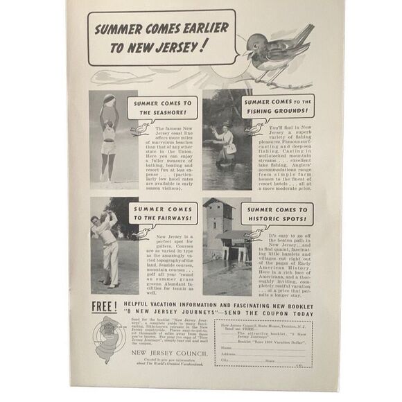 Vintage 1938 New Jersey Summer Comes Early Ad Advertisement - Picture 3 of 3